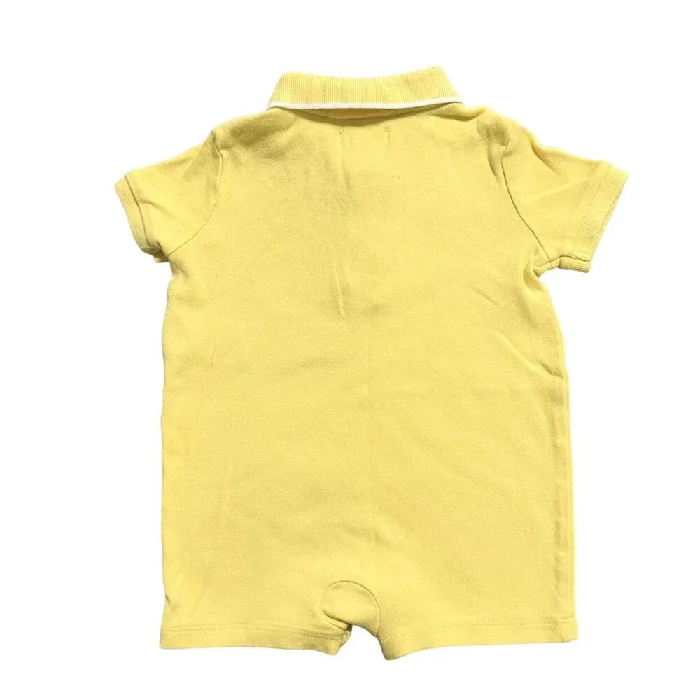 Ralph Lauren 9m Solid Yellow Polo Romper